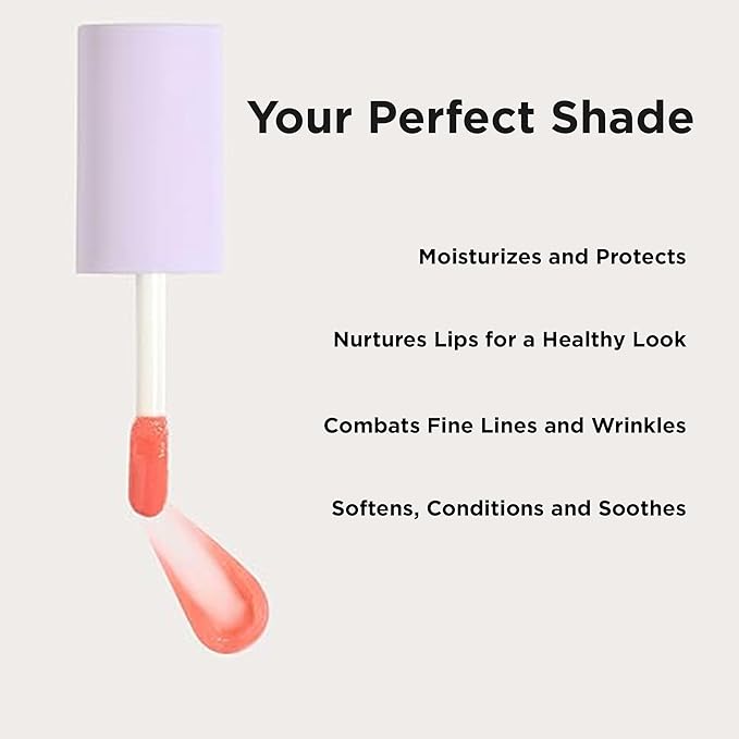 Côte Beauty The Necessity Peptide Lip Shine in Branson - Plumping Coral Lip Gloss with Hyaluronic Acid, Shea Butter & Jojoba Oil - Non-Sticky, Long-Lasting Hydrating Formula