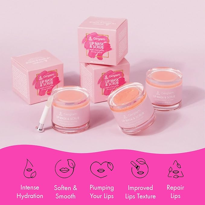 Lip Mask Overnight - Lip Sleeping Mask and Lip Scrub Exfoliator, Scrubber, Moisturizer, Balm and Hydrator for Lip Care, Therapy, Butter, Repair and Treatment for Dry, Cracked Lips