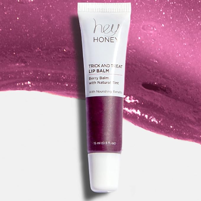 Hey Honey Skincare Trick and Treat Honey Berry Plumping Lip Balm | 2 In 1 Natural Tint with Hydrating & Moisturizing Properties | Targeting Your Lips Area Wrinkles | 0.5 oz (Honey Berry)