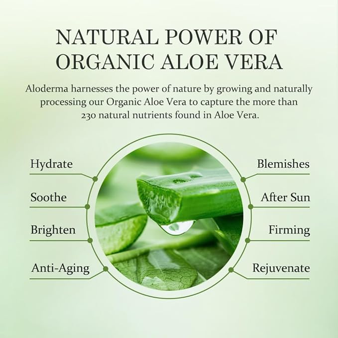 Aloderma 99% Organic Aloe Vera Gel for Face Made within 12 Hours of Harvest - Natural Hydrating Pure Aloe Vera for Soothing Skincare - Moisturizing Aloe Gel for Skin, Face, & Sensitive Skin, 4.02 oz