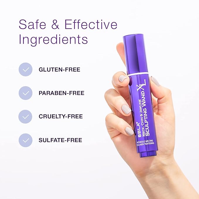 SBLA Neck, Chin & Jawline Sculpting Wand XL – Melts Neck Fat Under The Chin & Along Jowls, Lifts & Sculpts The Entire Area & Reduces Lines, Boosts Collagen Production