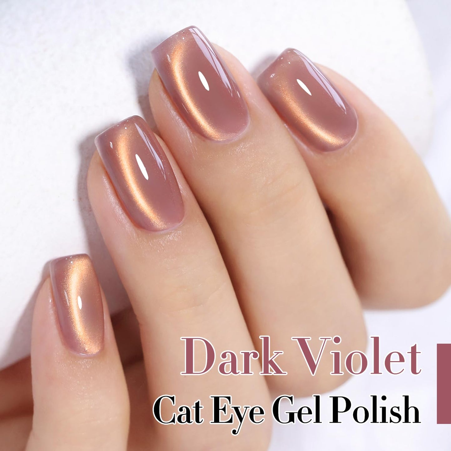 Double Rhythm 15ML Ice Glass Cat Eye Gel Polish with Magnet Holographic Glitter Shimmer Translucent Sheer Color Salon Soak Off Magnetic Nail at Home (Golden Violet-MC1129)