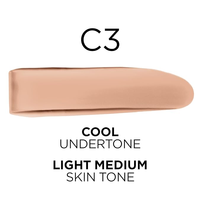 L'Oreal Paris True Match Super-Blendable Foundation, Medium Coverage Liquid Foundation Makeup, C3, Light Medium, 1 Fl Oz