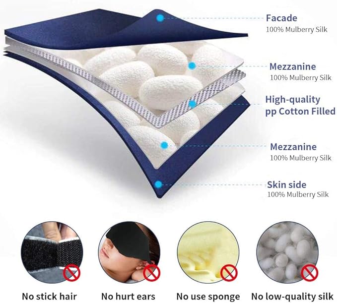 100% Natural Mulberry Soft Silk Sleep Mask, Light Blocking Eye Masks For Sleep, Night Blindfold Eye Mask Cover For Men And Women, Sleeping Night Mask For Travel (Pink)