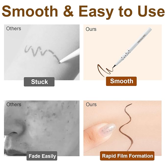 Freckle Pen, Freckle Makeup Pen for Face, Waterproof Long Lasting Quick Dry Faux Freckle Pen, Soft Artificial Freckles Makeup Face Decoration, Create Natural Sunkissed Skin (Chestnut)