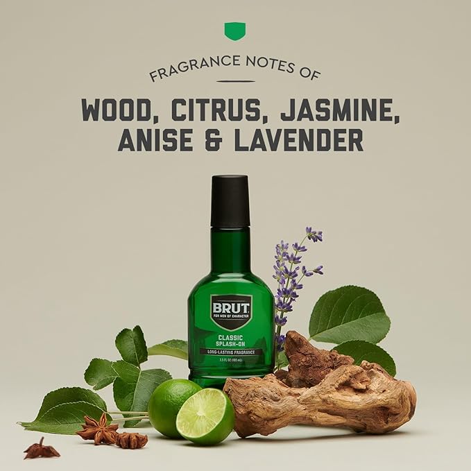 Brut Splash-On Original Fragrance - Bold, Masculine Cologne for Men - Long Lasting Mens Fragrance With Spicy Woods, Floral, and Citrus Notes - 3.5 oz