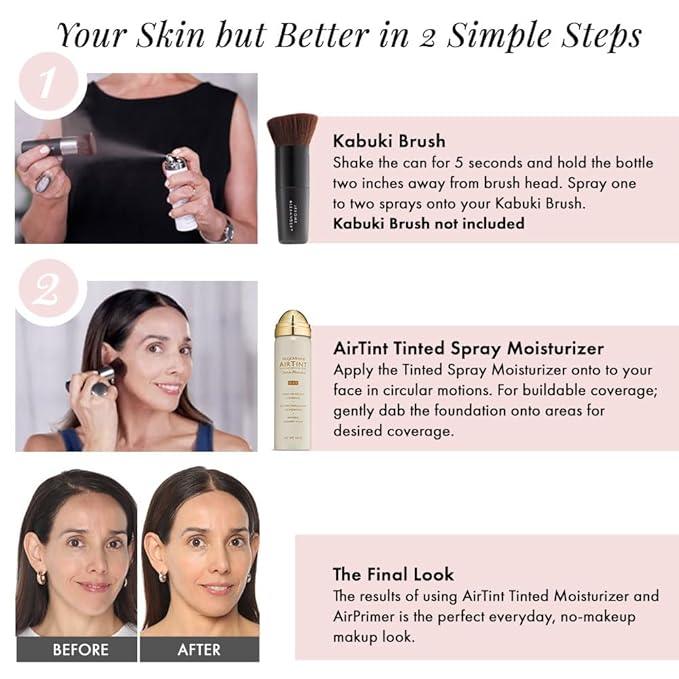 Jerome Alexander MagicMinerals AirTint Tinted Moisturizer AirBrush Spray Light Shade | Tinted Moisturizer Spray with Anti-Aging Ingredients | Cognac