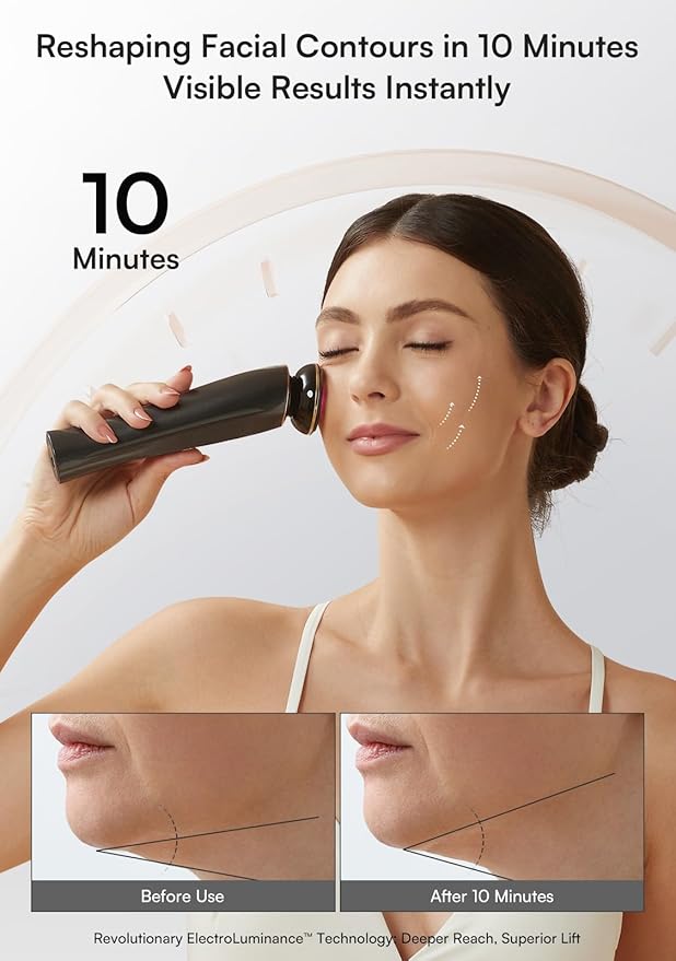 INIA Micro-Current Facial Device, 3-in-1 Facial Massager Red Light Therapy for Face and Neck True Beauty Glow Device Effective for Wrinkle and Puffiness