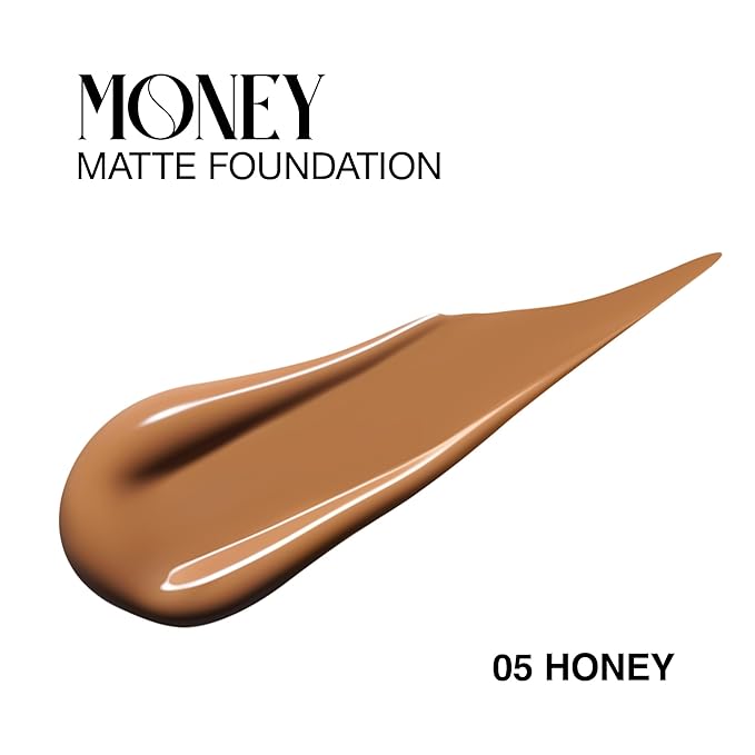 Matte Foundation Money - Long-Lasting Makeup Foundation with Flawless & Buildable Coverage - Liquid Foundation for All Skin Types (Honey)