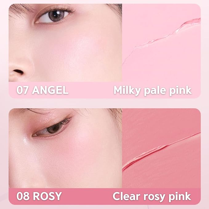 BBIA Ready To Wear Downy Cheek Cream Blush 8 Color - Creamy Blendable & Buildable Blush Dewy Texture & Matte Finish High Pigment Longlasting Lightweight Natural Face Makeup, 0.12oz (08 DOWNY ROSY)