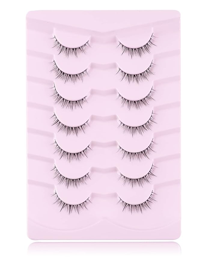 Onlyall Natural Lashes Short Eyelashes Wispy Lashes Natural Look Soft False Eyelashes False Eye Lashes Faux Mink Eyelashes 7 Pairs D2