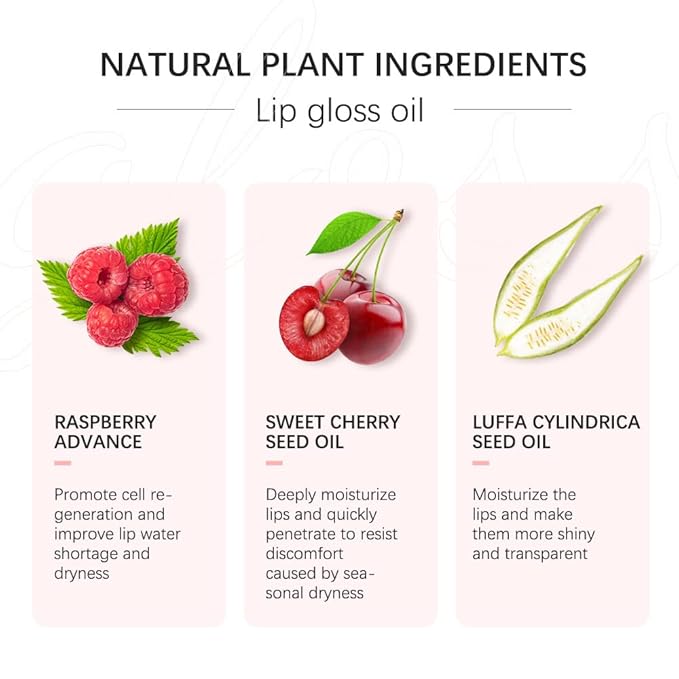 Yasovigi Hydrating Lip Oil Plumping Lip Tint Moisturizing Lip Gloss, Transparent Lip Balm Care Stick Nourishing Repairing Non-sticky, Moisture&Lighten Lip Lines (Cherry + Rosewood)