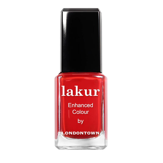 LONDONTOWN lakur Nail Polish - Chip-Resistant, Non-Toxic, Conditions & Hydrates Nails Glossy Vibrant Red, Londoner Love, .40 fl oz