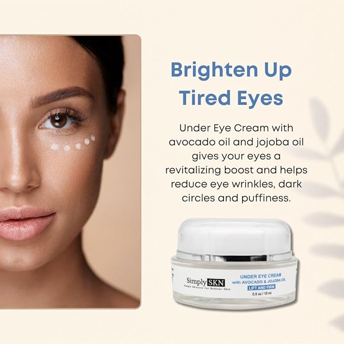Under Eye Cream with Avocado Oil and Jojoba Oil - Anti-Aging Rich Hydrating Under Eye Cream For Minimizing Dark Circles, Puffiness and Fine Lines - 0.5 Fl. Oz.