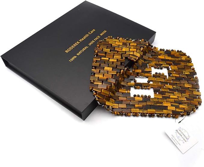 Jade Ice Sleeping Mask, Jade Mask for Relieving Face & Eye Puffiness Migraine, Anti Wrinkle Mask Therapy, Yoga Meditation Tools (Tiger's eye Jade)