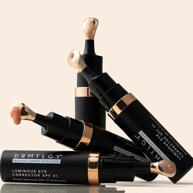DRMTLGY Luminous Eye Corrector SPF 41, Under Eye Color Corrector for Dark Circles, Anti-Aging Tinted Eye Cream, Hydrating Eye Serum with Peach Undertone, Fair