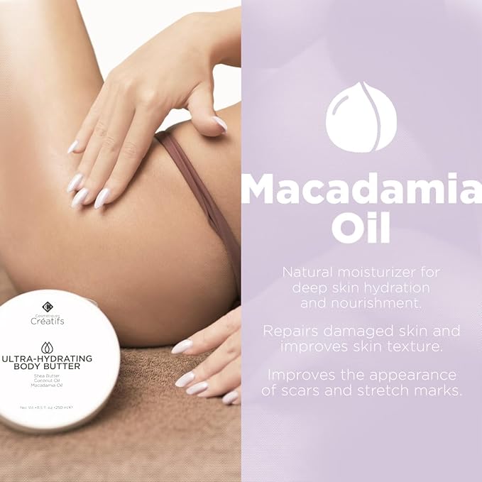 Ultra-Hydrating Body Butter with Shea Butter, 8.5 fl. oz., Salted Caramel and Macadamia Scent, Deep Moisturizing, Soothes, Repairs, and Nourishes Skin