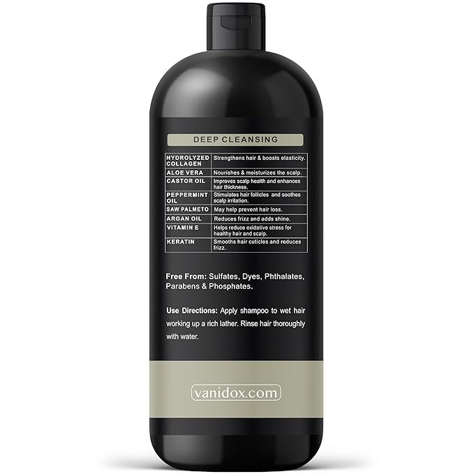 Tea Tree Oil Shampoo with Castor Oil, DHT Blockers, Itchy Scalp Relief, Supports Fuller Hair, Cleanses Dandruff & Buildup, For Men & Women, Made in USA, 16 fl oz