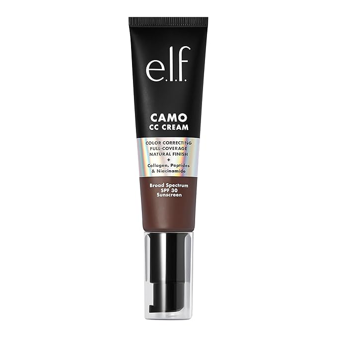 e.l.f. Camo CC Cream, SPF 30 Color-Correcting Medium-To-Full Coverage Face Foundation, Delivers An Airbrushed Finish, Vegan & Cruelty-Free, Rich 640 W