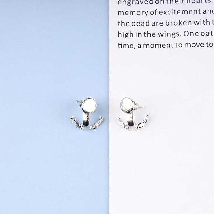 Boho Moon Ear Jackets Earrings Crescent Moon Stud Earrings Gold Sun Moon Earrings Minimalist Double Sided Round Earrings Jewelry for Women