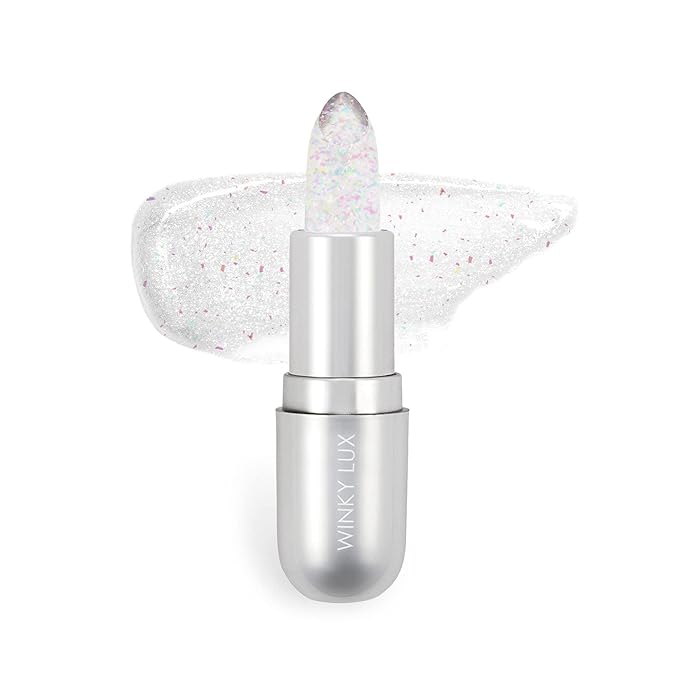 Winky Lux Glitter Confetti Balm, pH Lip Balm, pH Color Changing Lipstick and Tinted Lip Balm, Vegan & Cruelty Free Lip Balm, Hydrate & Plump, Sheer Pink Lipstick, Rainbow Confetti