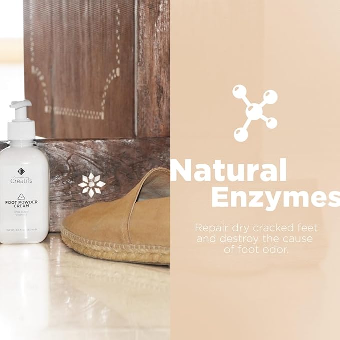 Foot Powder Cream for Dry Cracked Heels, Odor Control, and Intense Skin Hydration, 8.5 fl. oz., with Shea Butter and Vitamin E