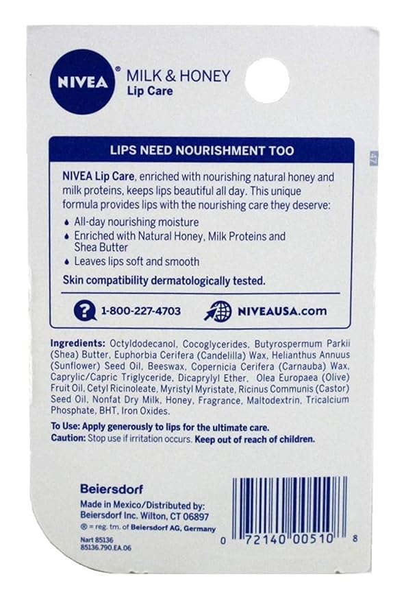 NIVEA A Kiss of Milk & Honey Natural Defense & Soothing Lip Care 0.17 oz