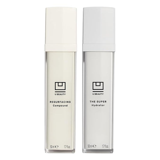 The U Beauty Duo - Resurfacing Compound & SUPER Hydrator Set - Vitamin C & E, Retinol, Hyaluronic Acid - Moisturizing Face Serum Duo for Smooth, Hydrated and Softer Skin, Set of 2 1.7 fl oz