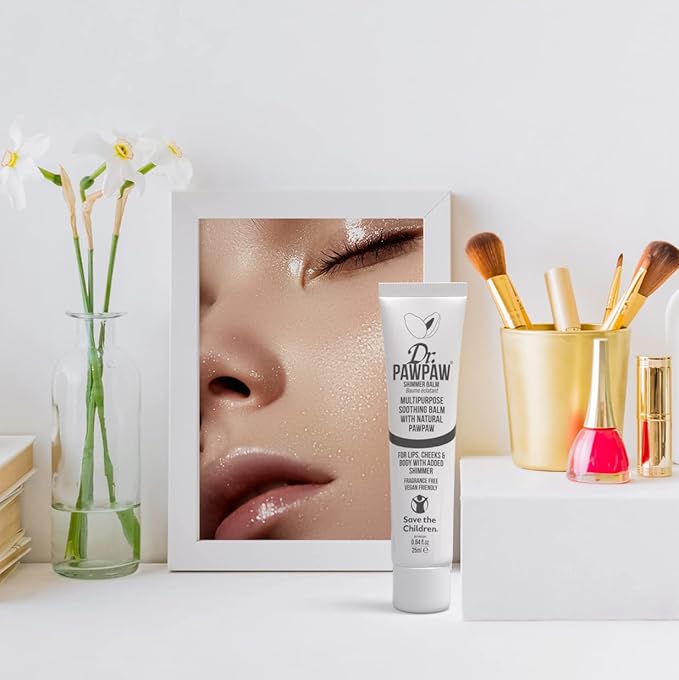 Shimmer, Multi-Purpose Natural No Fragrance Balm for Hydrating Lips, Skin, Hair, Cuticles, Nails & Beauty Finishing (25 ml)