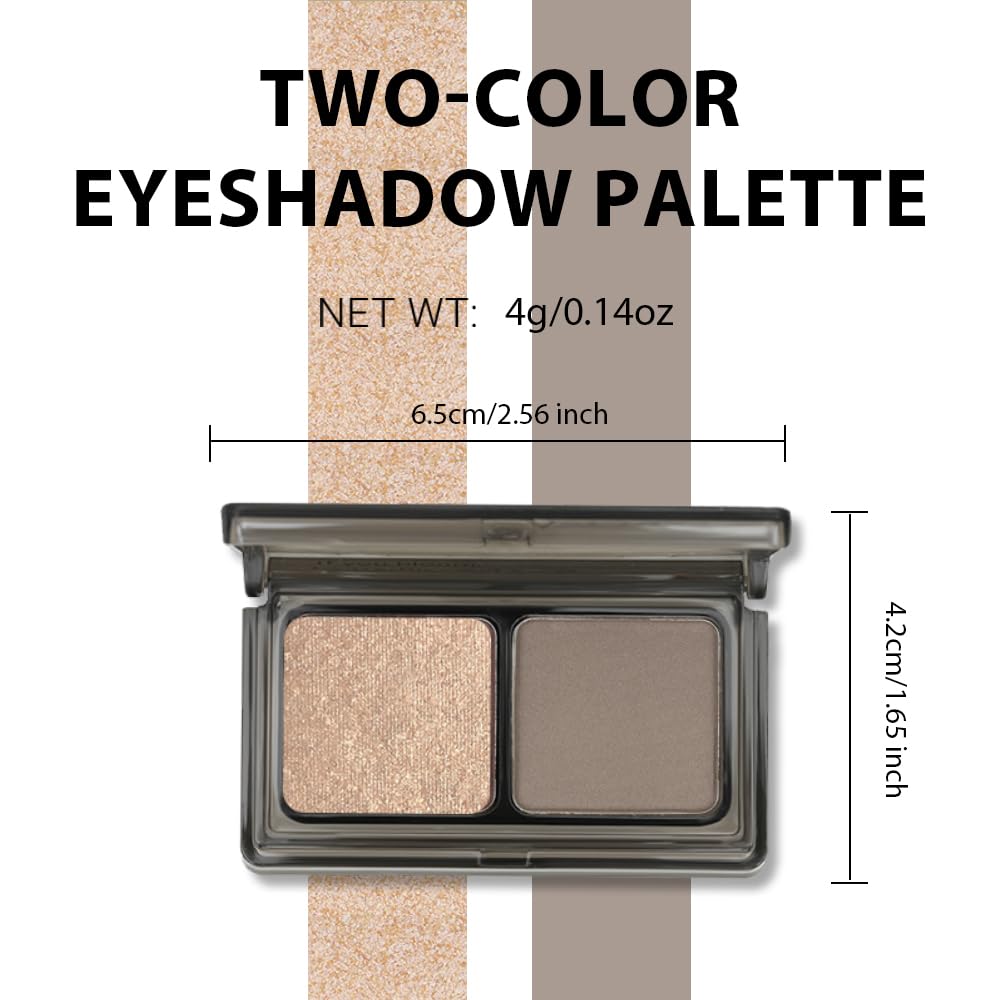 Golden Brown Taupe Two Color Matte Shimmer Glitter Eyeshadow Palette,Eye Shadow Powder Professional Long-Lasting Waterproof Makeup Palette,Easy-To-Apply and Compact for Travel,Vegan & Cruelty-Free