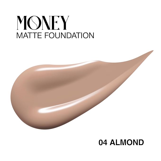 Matte Foundation Money - Long-Lasting Makeup Foundation with Flawless & Buildable Coverage - Liquid Foundation for All Skin Types (Almond)