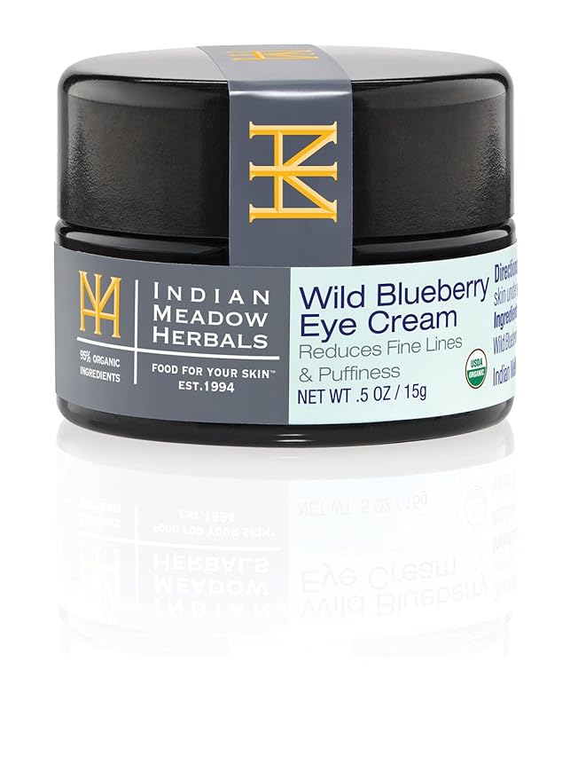 Indian Meadow Herbals Wild Blueberry Eye Cream (.5oz) - Under Eye Cream for Puffy Eyes & Fine Lines – Anti-Aging Eye Care w/Organic Herbs, Oils