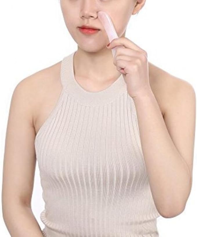 Feng Shui Pink Rose Quartz Gua Sha Board-Therapeutic Relief and Skin Renewal -Premium All Natural Handmade Healing Stone W3462