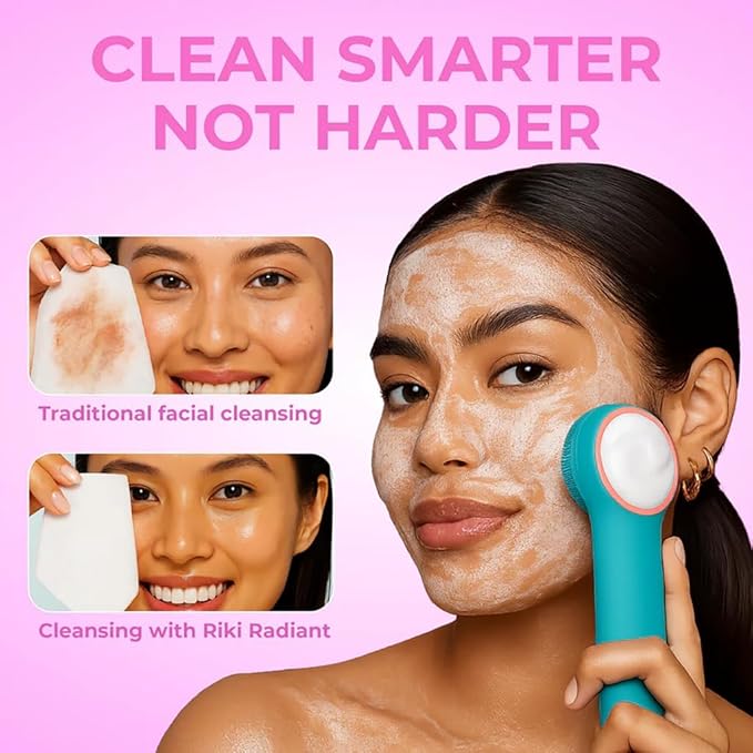 Electric Silicone Face Scrubber - 2-in-1 Facial Rotating Vibrating Exfoliating Brush - Waterproof & Portable, Rechargeable, for Cleaning, Exfoliation, Massage, Suitable for Men & Women