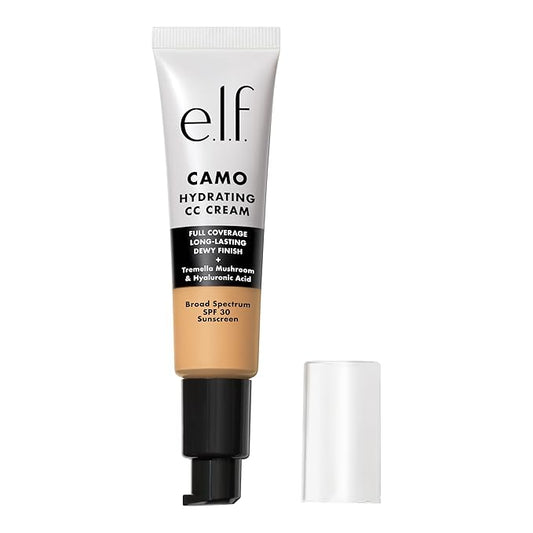e.l.f. Hydrating Camo CC Cream, SPF 30, Color Correcting Full Coverage Foundation For A Dewy Finish, Vegan & Cruelty-Free, Medium 330 W