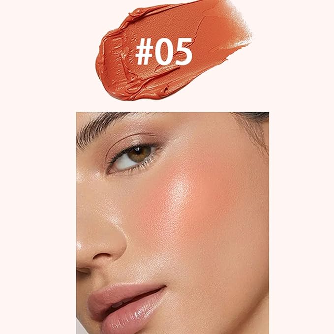 Blush for Cheeks - Buildable Cream Blush, 3-in-1 Blush Stick Makeup for Cheek Lip Eyeshadow Contour, Tint Blush Blam for Mature Skin Women Girl Make Up Gift (Tangy Citrus #5)