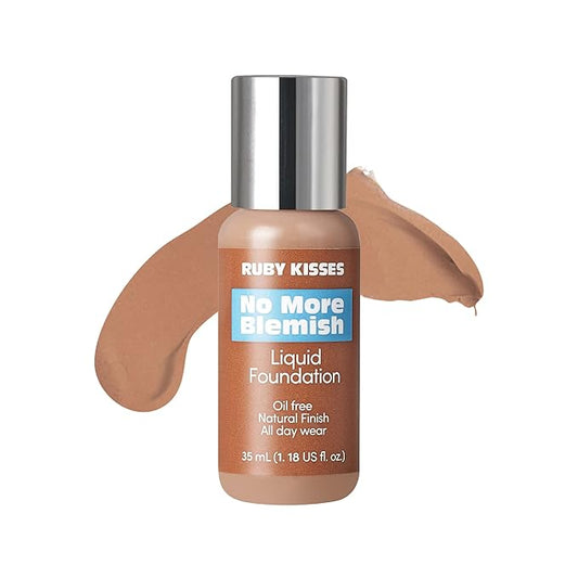 Ruby Kisses Liquid Foundation No More Blemish Oil-Free Foundation Korean Makeup 1.18 Fl Oz (Caramel)