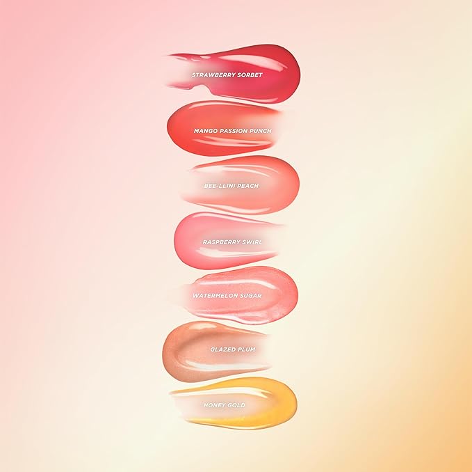 Gisou Honey Infused Hydrating Lip Oil, Nourishing Lip Moisturizer for Dry Lips, High Shine, Smooth Finish, Sheer Hot Coral Shade, Tropical Mango Passion Fruit Scent, Mango Passion Punch, 8ml