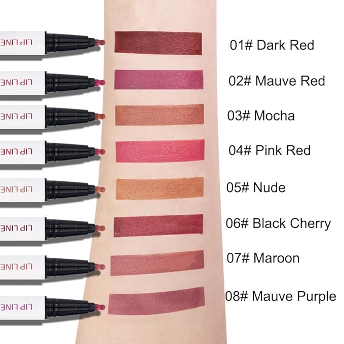evpct Longwear Liquid Lip Liner Stain Marker Pen Long Lasting Waterproof, Black Cherry Matte Semi Permanent 24 Hour Lip Liner and Lipstick Combo, Korean Color Stay Lipliner All Day Lips Stain peel off