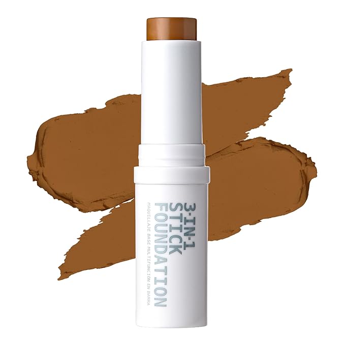 Ruby Kisses Natural Full Coverage 3-In-1 Stick Foundation. Easy to Apply, Hydrating, Lightweight, Long Lasting, Concealer and Contour Stick for Face Makeup (Cappuccino)