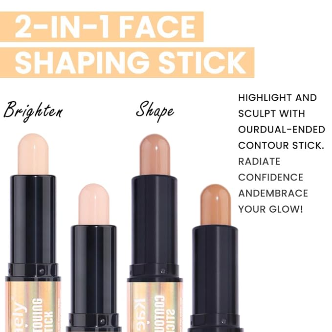 evpct 2in1 Face Shaping & Contouring Stick Cream Contour Concealer Bronzer Stick Makeup Kit for Face Highlighter Makeup Stick contorno maquillaje de maquillaje, ORIGINAL Light + ORIGINAL Medium