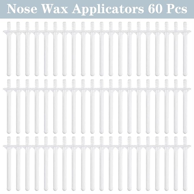 60 Pieces Plastic Wax Applicator Wands with Disposable Spatulas for Nose Hair Removal and Nostril Cleaning