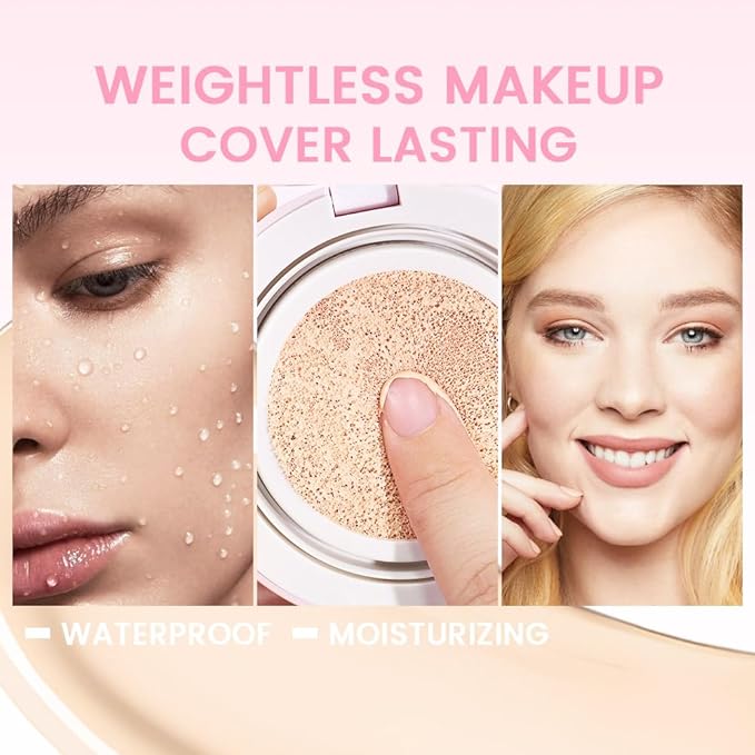 Nuder Cushion Foundation,Natural Beige for Light With Neutral Skin Tone,Long-Lasting,Lightweight,Flawless Coverage,Dewy Finish,Concealing Blemishes and Under-eye Bags for All Skin Types