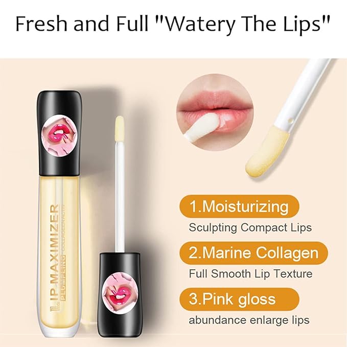 Vitamin E Lip Plumping Serum, Lip Hyaluronic Lip Plumper, Lip Plumping Serum Instant Lip Balm for Moisturize, Eliminate Dryness Wrinkles Enhances Plump Gloss (2PC)