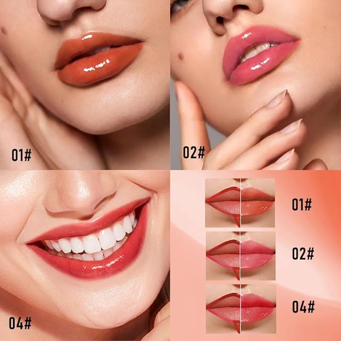 3Pcs Peel Off Lip Gloss Tattoo and Lip Oil, Lip Stain Peel Off Masque - Peel Off Lip Tint ,Long Lasting Waterproof Transfer-proof Lip Mask Lip Gloss Peel Off Lip Liner,Stay Lip Makeup 01#+02#+04#