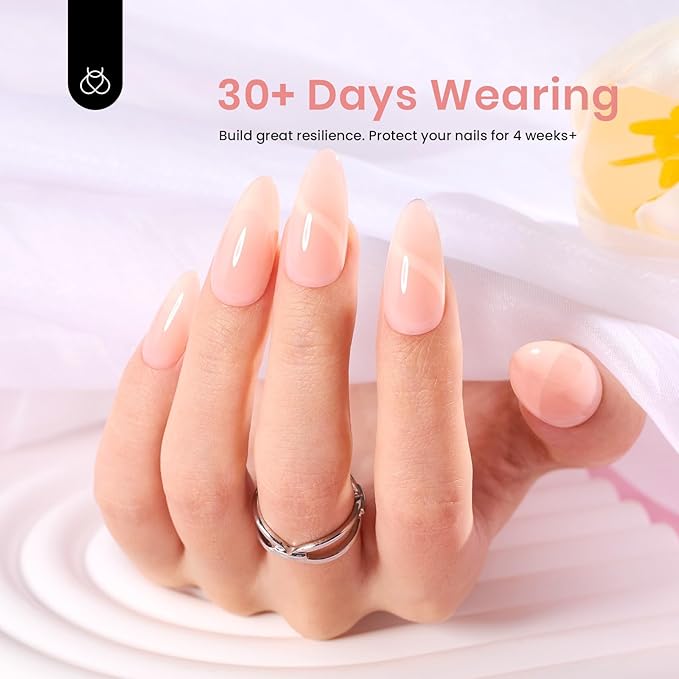 Beetles Builder Gel for Nails, 7 in 1 Builder Nail Gel Nude Jelly Beige Color Building Nail Apex & Nail Extension Strengthener Thin Nails DIY Nail Art Design for Beginner Women