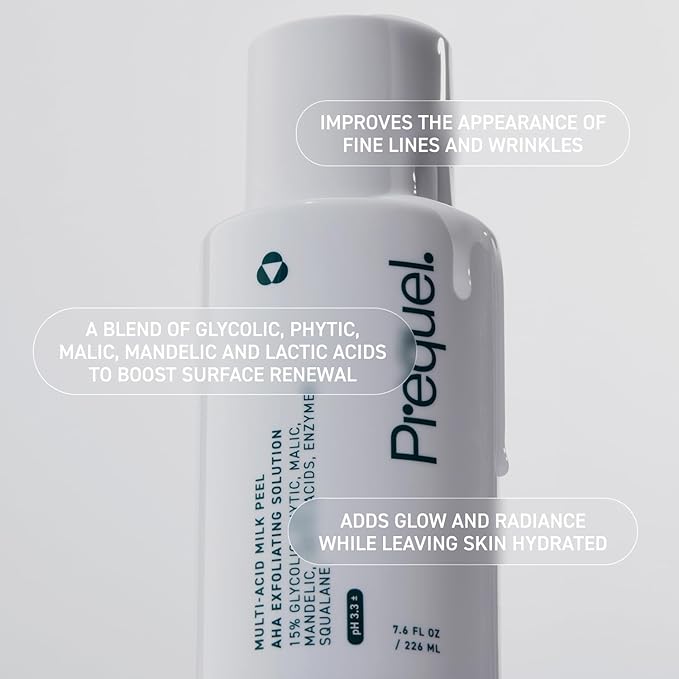 Skin Multi-Acid Milk Peel, Professional Exfoliating Solution. 15% Glycolic Acid Face Peel with Lactic Acid and Enzymes. Hydrating Chemical Exfoliant. Clinical Strength Formula, 7.6oz Bottle.