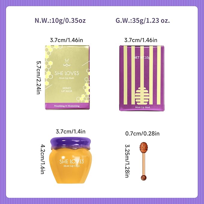 Honey Lip Mask with Stick, Day & Night Repair Deep Moisture and Fade Lip Lines, Vitamin E & Beeswax Essence Natural Lip Enhancer Care Sleeping Lip Mask (Honey for Day Use)