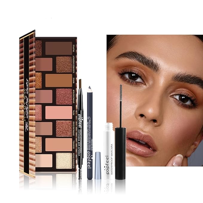 All in One Eyeshadow Palette Makeup Set, Makeup Kits with Makeup Brush Sets, Mascara, Eyebrow Pen, Concealer Lipstick Palette,Travel Makeup Bundle Holiday Surprising Makeup Box for Women Girl