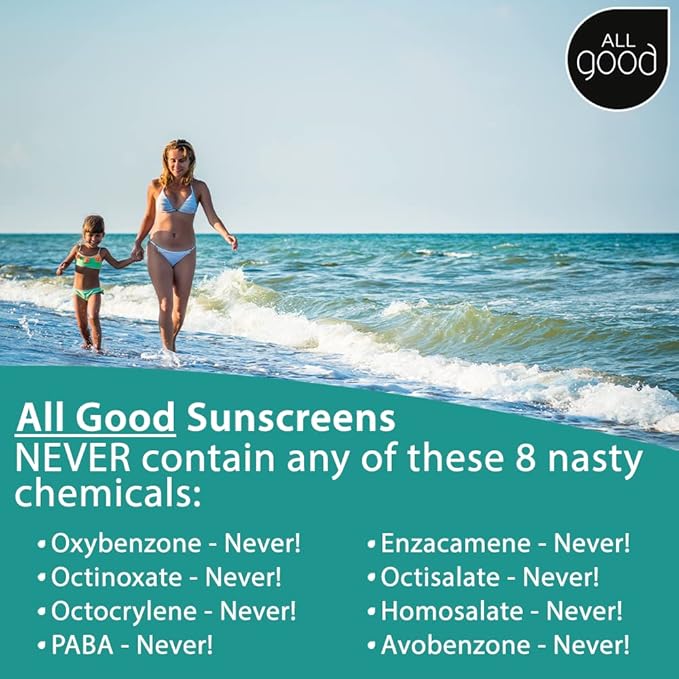 All Good Baby & Kids Mineral Sunscreen Butter Stick for Face, Nose, Ears - UVA/UVB Broad Spectrum SPF 50, Coral Reef Friendly, Water Resistant, Zinc Oxide, Coconut Oil, Beeswax, Vitamin E (2.75 oz)
